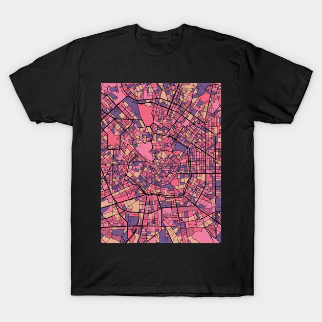 Milan Map Pattern in Purple & Pink T-Shirt by PatternMaps